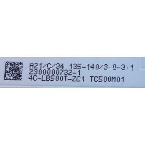 KIT DE LED'S PARA TV HITACHI (4 PIEZAS) / NUMERO DE PARTE TCL50D09-ZC22AG-01 / 303TC500031 / E469119 / 4C-LB500T-ZC1 / TC500M01 / 2300000732-1 / PANEL LVU500CMDX E0004 / MODELO 50R81